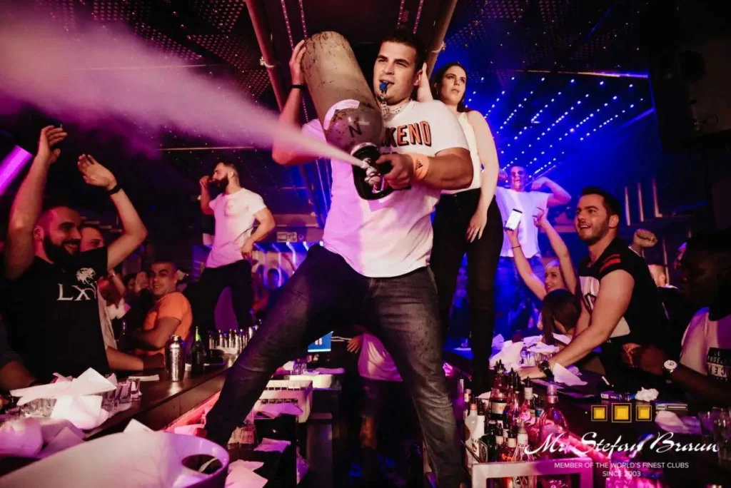 Nightclub in Belgrade Mr. Stefan Braun known for its wild parties, where bartenders often climb on the bar.