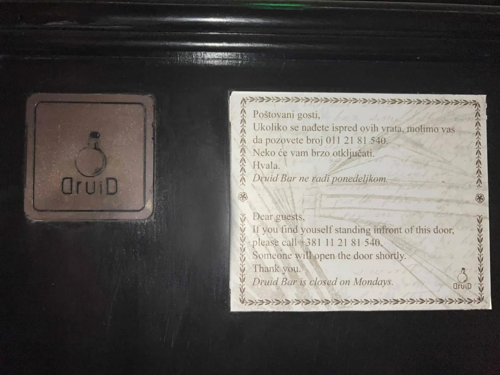 Druid bar Belgrade cocktail bar.