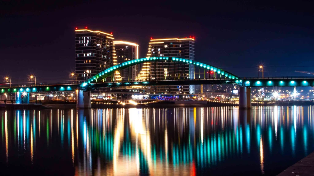 Belgrade waterfront, night in Belgrade.
