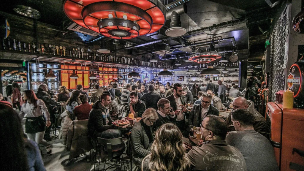 Pub in Belgrade, sausages and beer.