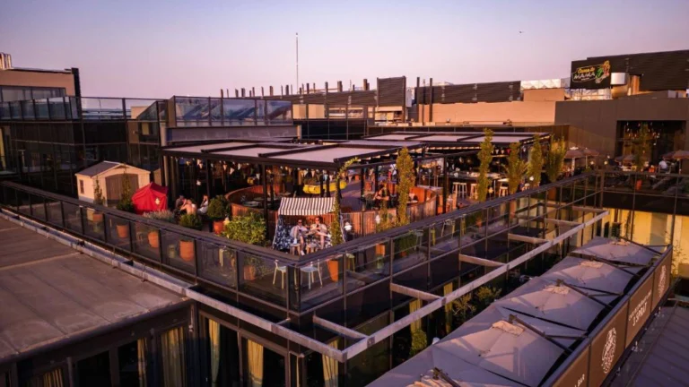 Mama Shelter, one of the most famous rooftops in Belgrade, with a beautiful terrace and great vibe.